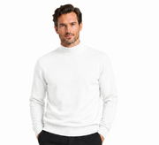 Bassiri Mock Neck Men's Sweater - Solid Pattern White #630