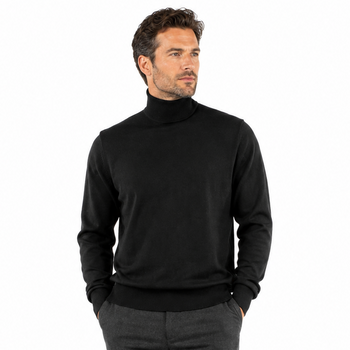 Bassiri Turtle Neck Men's Sweater - Solid Pattern Black #631