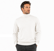 Bassiri Turtle Neck Men's Sweater - Solid Pattern Ivory #631