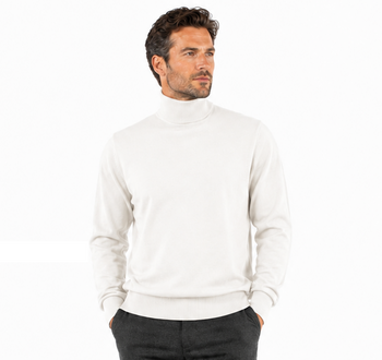 Bassiri Turtle Neck Men's Sweater - Solid Pattern Ivory #631