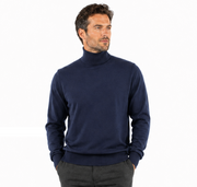 Bassiri Turtle Neck Men's Sweater - Solid Pattern Navy #631