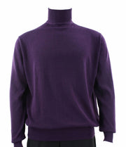 Bassiri Turtle Neck Men's Sweater - Solid Pattern Purple #631