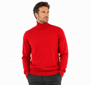 Bassiri Turtle Neck Men's Sweater - Solid Pattern Red #631