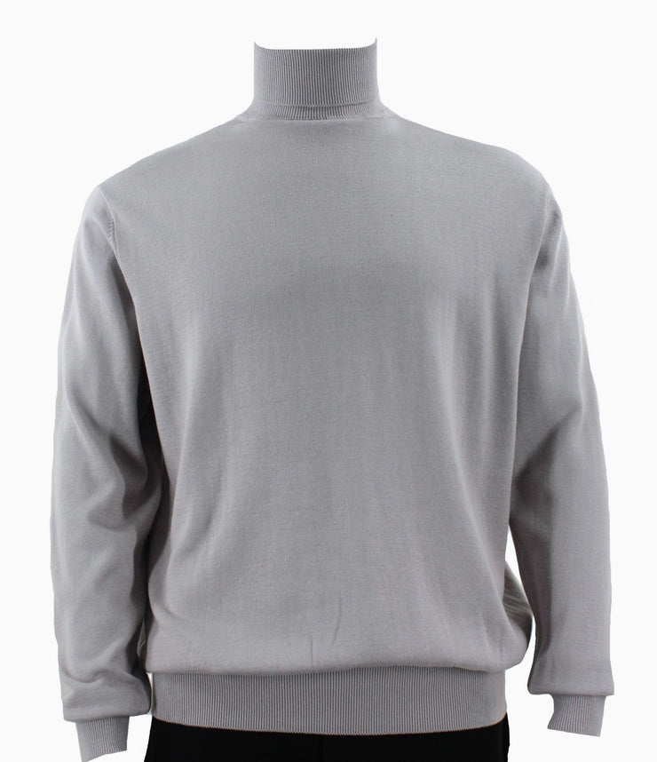Bassiri Turtle Neck Men's Sweater - Solid Pattern Grey #631