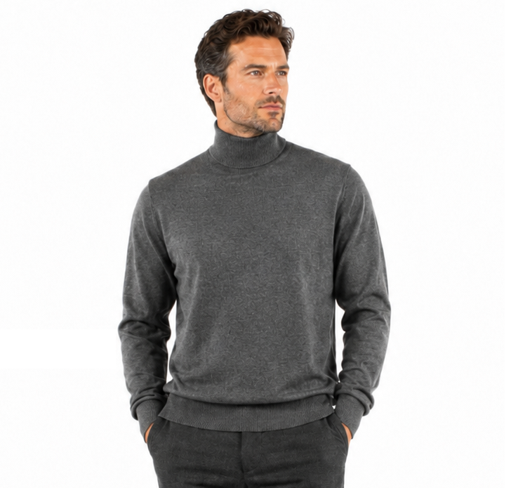 Bassiri Turtle Neck Men's Sweater - Solid Pattern Smoke #631
