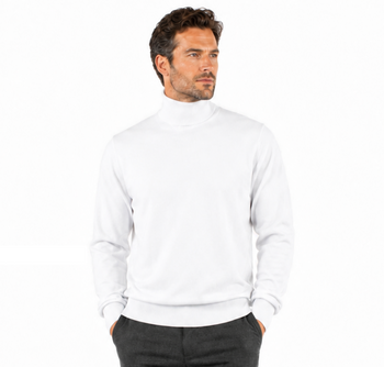 Bassiri Turtle Neck Men's Sweater - Solid Pattern White #631