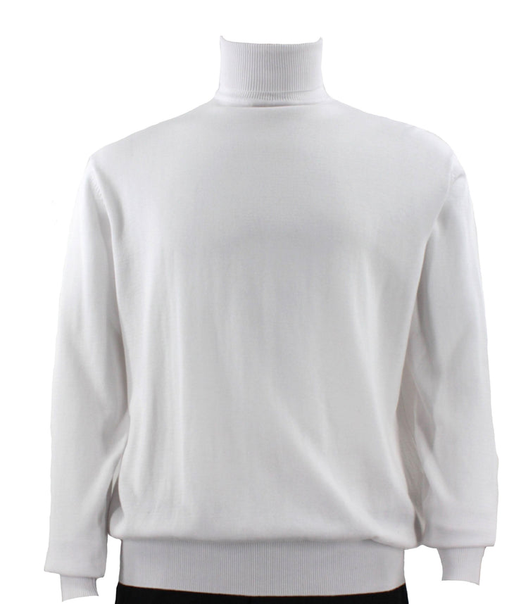 Bassiri Turtle Neck Men's Sweater - Solid Pattern White #631
