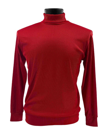 Log In Long Sleeve Turtle Neck Men's T-Shirt - Solid Pattern Red #633