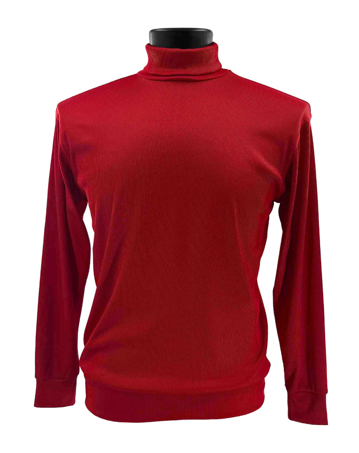 Log In Long Sleeve Turtle Neck Men's T-Shirt - Solid Pattern Red #633