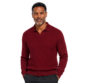 Bassiri Collar Neck Men's Sweater - Textured Honeycomb Pattern Plum #640