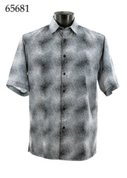 Bassiri Short Sleeve Button Down Casual Printed Men's Shirt - Abstract Pattern White #65681