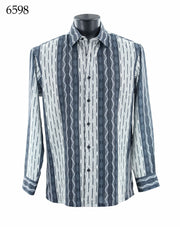 Bassiri Long Sleeve Button Down Casual Printed Men's Shirt - Abstract Pattern Blue #6598
