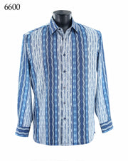 Bassiri Long Sleeve Button Down Casual Printed Men's Shirt - Abstract Pattern Royal Blue #6600