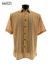 Bassiri Short Sleeve Button Down Casual Printed Men's Shirt - Striped Pattern #66021