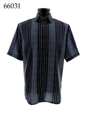 Bassiri Short Sleeve Button Down Casual Printed Men's Shirt - Striped Pattern #66031