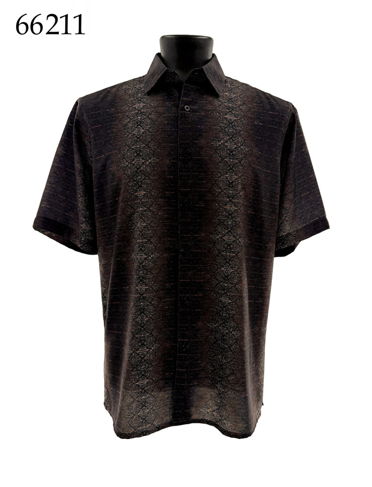 Bassiri Short Sleeve Button Down Casual Printed Men's Shirt - Abstract Pattern #66211