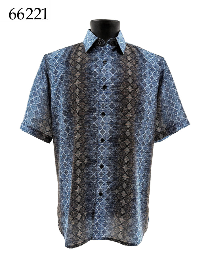 Bassiri Short Sleeve Button Down Casual Printed Men's Shirt - Abstract Pattern #66221