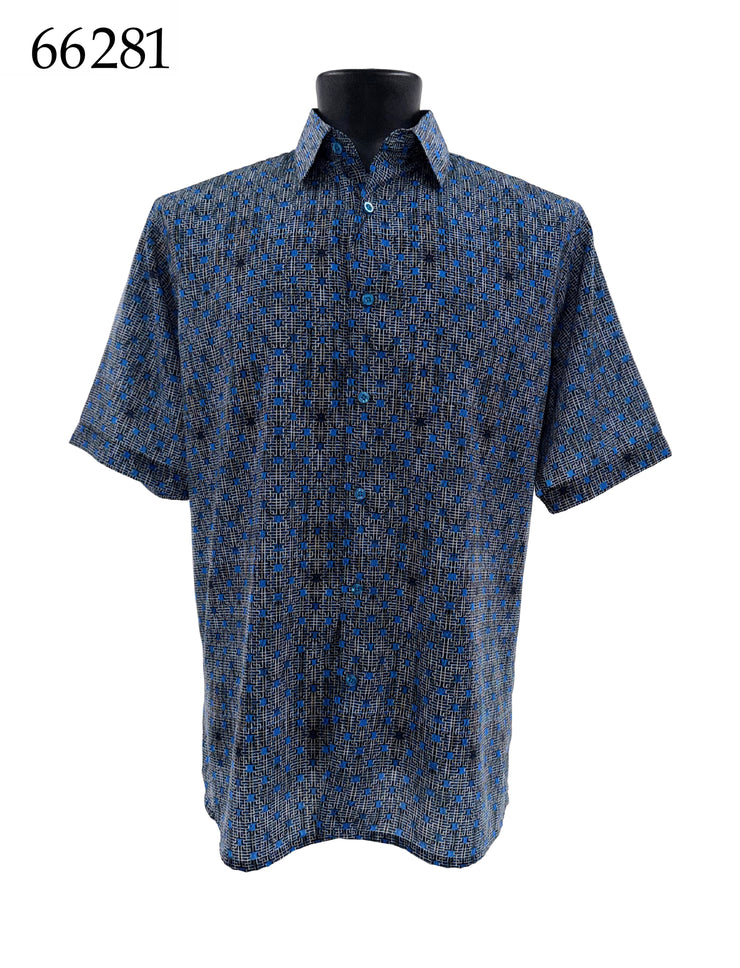 Bassiri Short Sleeve Button Down Casual Printed Men's Shirt - Abstract Pattern #66281