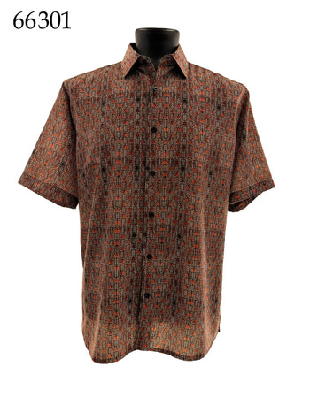Bassiri Short Sleeve Button Down Casual Printed Men's Shirt - Abstract Pattern #66301