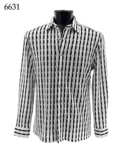 Bassiri Long Sleeve Button Down Casual Printed Men's Shirt - Stripes White #6631