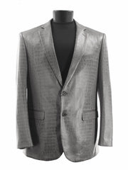 Bassiri Two Button Single Breasted Men's Blazer - Crocodile Pattern Grey #J 1041