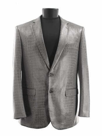 Bassiri Two Button Single Breasted Men's Blazer - Crocodile Pattern Grey #J 1041