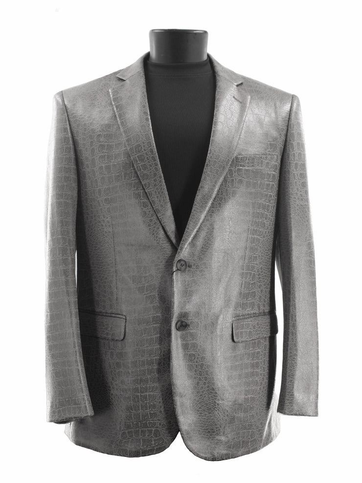 Bassiri Two Button Single Breasted Men's Blazer - Crocodile Pattern Grey #J 1041