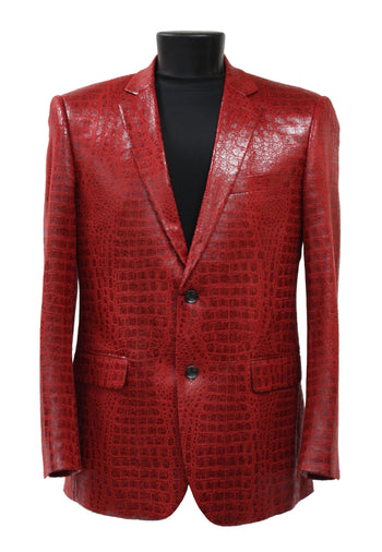 Bassiri Two Button Single Breasted Men's Blazer - Crocodile Pattern Red #J 1041