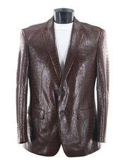 Bassiri Two Button Single Breasted Men's Blazer - Crocodile Pattern Brown #J 1041