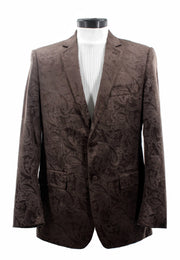 Bassiri Two Button Single Breasted Men's Blazer - Floral Velvet Pattern Brown #J 1044