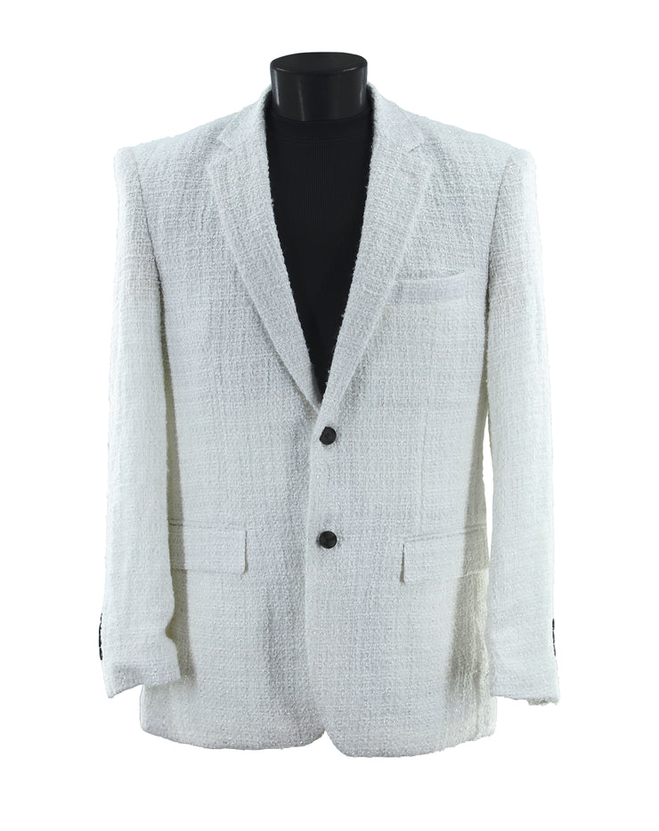 Bassiri Two Button Single Breasted Men's Blazer - Chanel Inspired White #J 1045