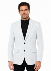 Bassiri Two Button Single Breasted Men's Blazer - Chanel Inspired White #J 1045