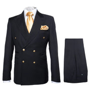 Rossi Man Double Breasted Slim Fit Men's Suit Solid Pattern Black - Milano RM1101