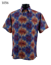 Bassiri Short Sleeve Button Down Casual Printed Men's Shirt - Abstract Pattern Rust #1056