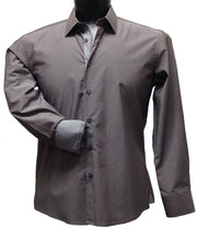 Cado Long Sleeve Button Down Men's Fashion Shirt - Solid Pattern Brown #138