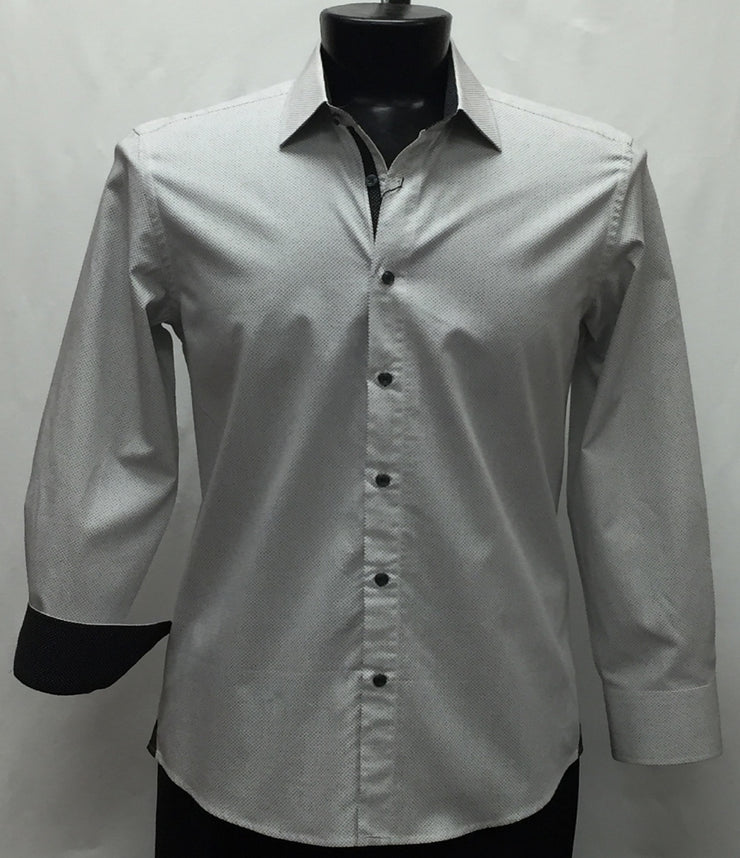 Cado Long Sleeve Button Down Men's Fashion Shirt - Solid Pattern White #141