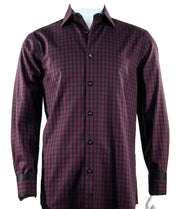 Cado Long Sleeve Button Down Men's Fashion Shirt - Geometric Pattern Red #157