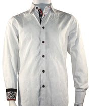 Cado Long Sleeve Button Down Men's Fashion Shirt - Floral Pattern White #161