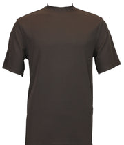 Log In Short Sleeve Mock Neck Men's T-Shirt - Solid Pattern Brown #218
