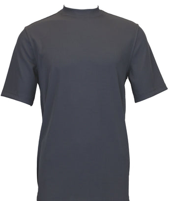 Log In Short Sleeve Mock Neck Men's T-Shirt - Solid Pattern Charcoal #218