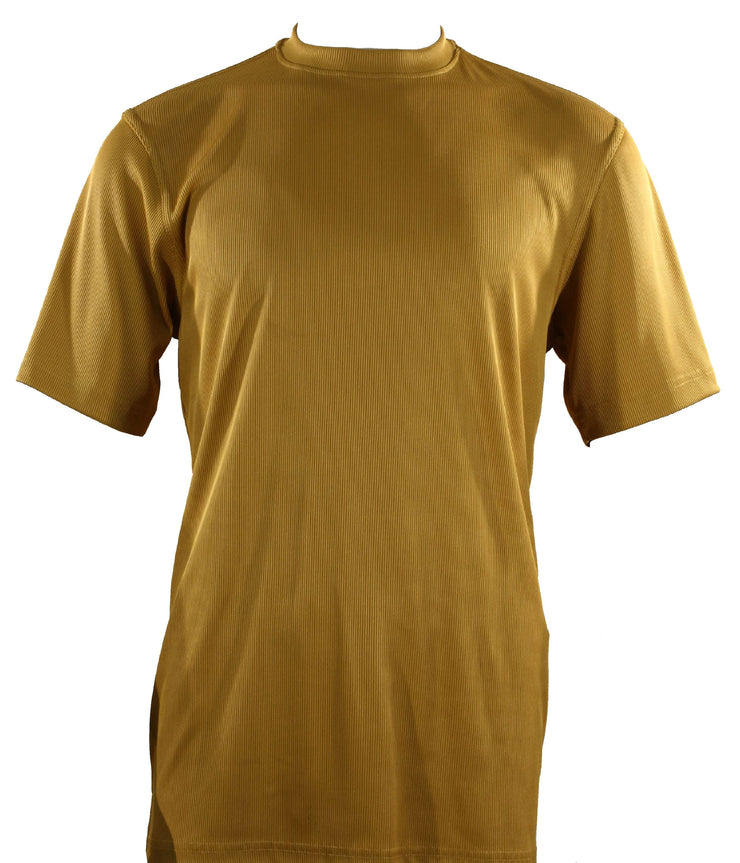 Log In Short Sleeve Mock Neck Men's T-Shirt - Solid Pattern Gold #218