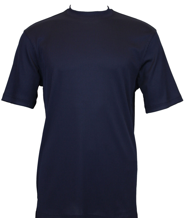 Log In Short Sleeve Mock Neck Men's T-Shirt - Solid Pattern Navy #218