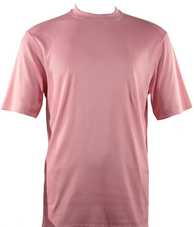 Log In Short Sleeve Mock Neck Men's T-Shirt - Solid Pattern Pink #218