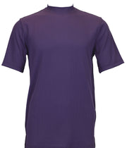 Log In Short Sleeve Mock Neck Men's T-Shirt - Solid Pattern Purple #218