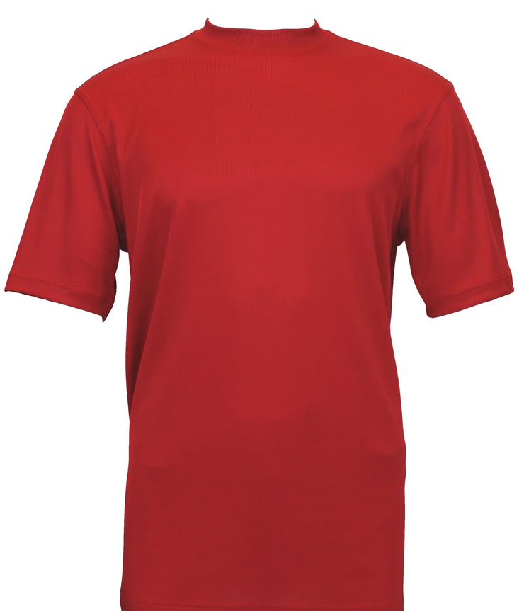 Log In Short Sleeve Mock Neck Men's T-Shirt - Solid Pattern Red #218