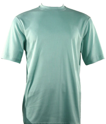 Log In Short Sleeve Mock Neck Men's T-Shirt - Solid Pattern Sea Green #218
