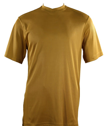 Log In Short Sleeve V Neck Men's T-Shirt - Solid Pattern Gold #219