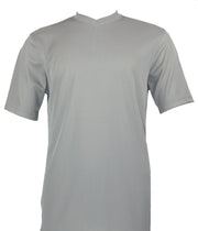 Log In Short Sleeve V Neck Men's T-Shirt - Solid Pattern Grey #219