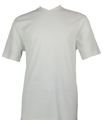 Log In Short Sleeve V Neck Men's T-Shirt - Solid Pattern Ivory #219
