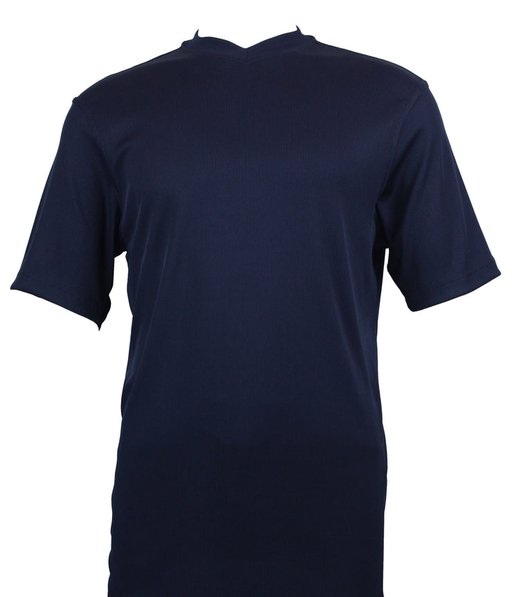 Log In Short Sleeve V Neck Men's T-Shirt - Solid Pattern Navy #219